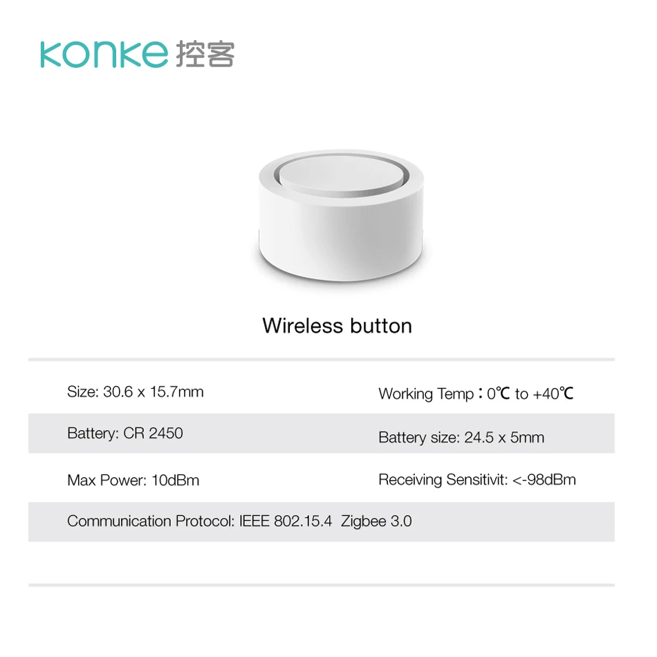 

Smart Home Konke ZigBee 3.0 Open Protocol Wireless Switch Remote Intelligent Application Home Security APP Control