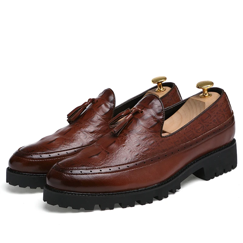 men fashion shoes leather luxury brand italian formal tassel dress footwear designer snake skin platform oxford shoes for men (21)