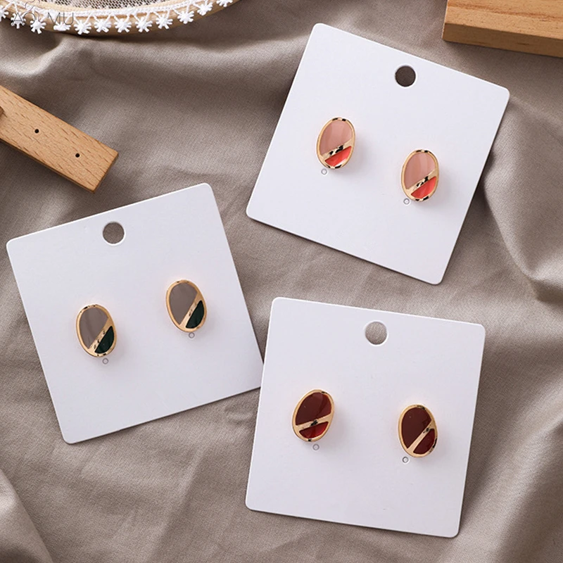

AOMU 2019 S925 Sterling Silver Pin Simple Hit Color Enamel Geometric Oval Stud Earrings for Women Beach Party Jewelry Pendientes