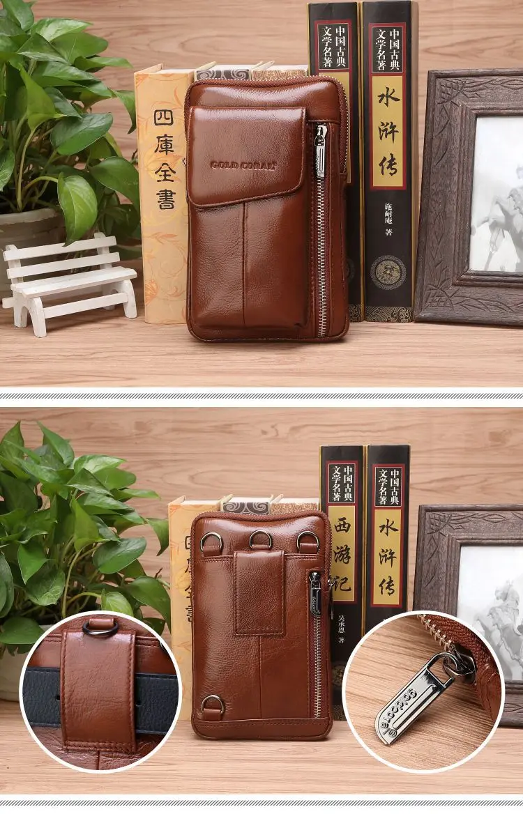 Мужская сумка из натуральной кожи для мобильного телефона/телефона, сигарета, карман для наличных, пояс на петлях, хип-Кошелек на талию