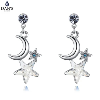 

DAN'S Element Brand real Austrian Crystals Simple Moon and Star Earrings for Women Valentine Gift New Fashion 127212