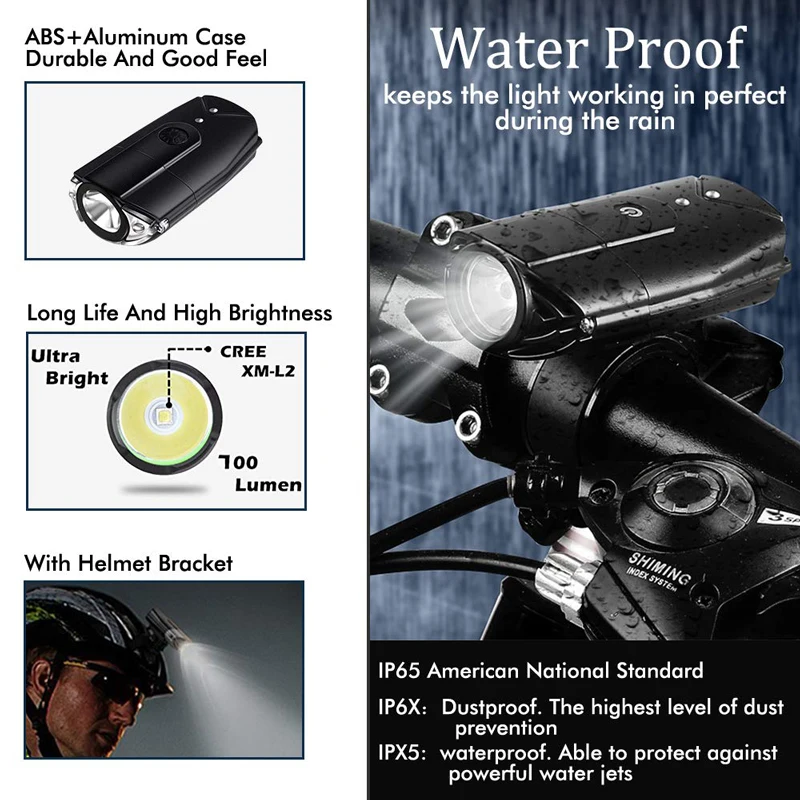 Best USB Rechargeable Bike lights Super Bright Cycling Front Light Waterproof MTB Bike Headlight with 3 Lighting Modes 6