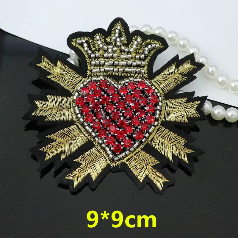 

1 Piece Beads Sequins Crown Heart Patches Clothes Applique Sew On Beading Rhinestones Patches for Bridal Dress Caps