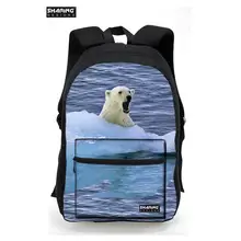 Мода 2017 г. для девочек школьные сумки для подростков красный, белый Polar Bear Печать на холсте женщины рюкзак Mochila Feminina случайный книга Ba