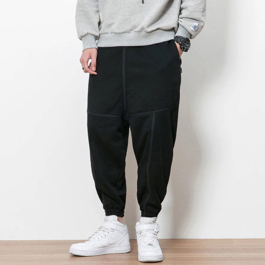 Loose Black Harem Jogger Pants Men Cotton Hip Hop Sweatpants Japanese Streetwear Casual Pants Joggers Men Clothes 2018 50na109