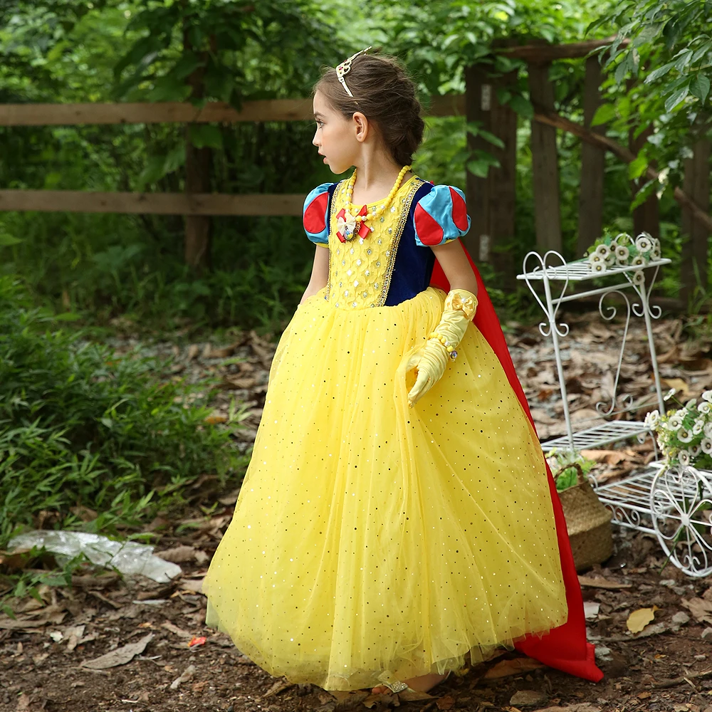 

News 2018 Christmas Princess Snow White girl baby dresses kids long Ball Gown dress children Party dress vestido Costume