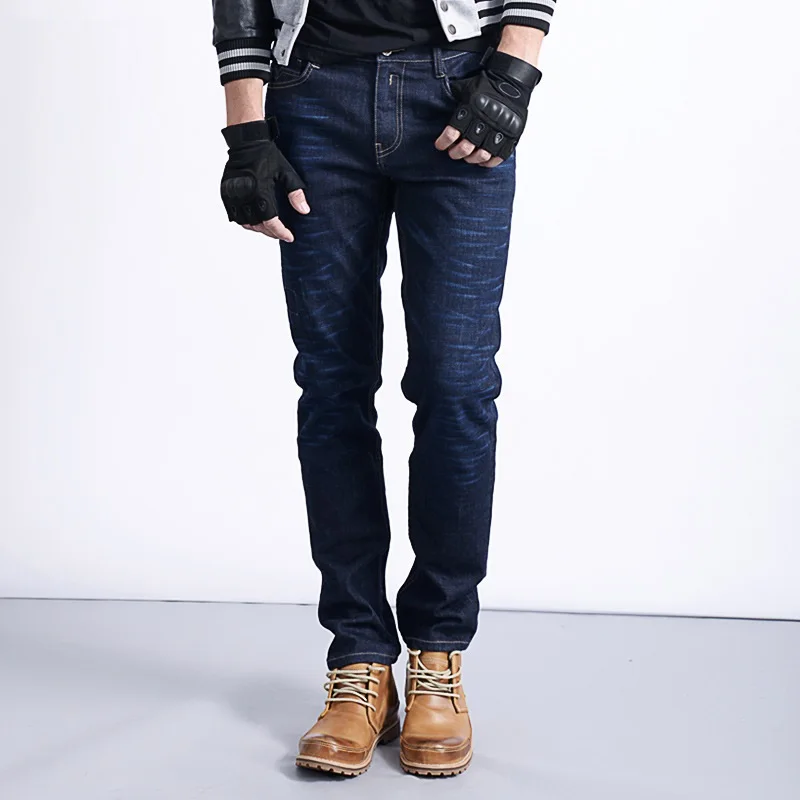 

Fashion Jeans Men Blue Moustache Patch Straight Cotton Jean Big Size 30-38
