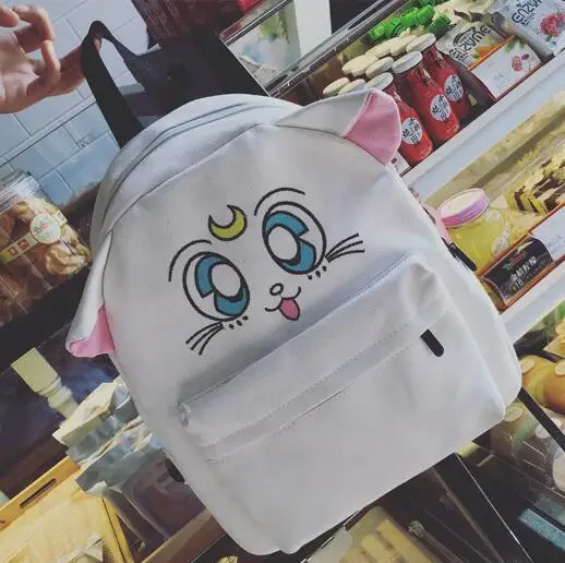 

new han edition cute sailor moon cat ear embroidery rucksack backpack cute cartoon cat bag students