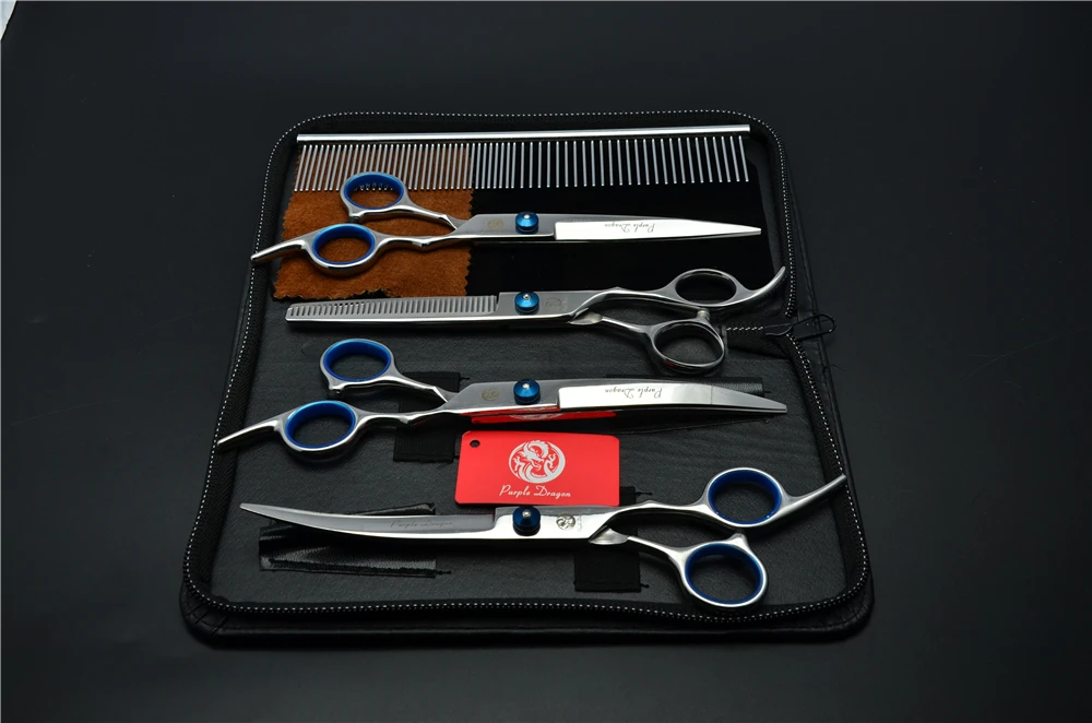 

5Pcs Set 3001-Z# 6'' 17.5cm Hairdressing Scissors Bent Curve +Comb +Cutting +Thinning Shears Dogs Cats Pets Hair Scissors Suit