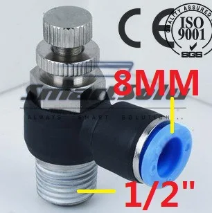 

Free shipping 10pcs/lot NES08-04Pneumatic Throttle Valve,Quick Push In 8MM Tube 1/2" Inch Air Fitting Flow Controller