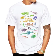 2017 Homens Da Moda Roupas de Verão padrão Isca Impresso T-Shirt Dos Homens de Manga Curta O-Neck T-shirt Summer Street wear