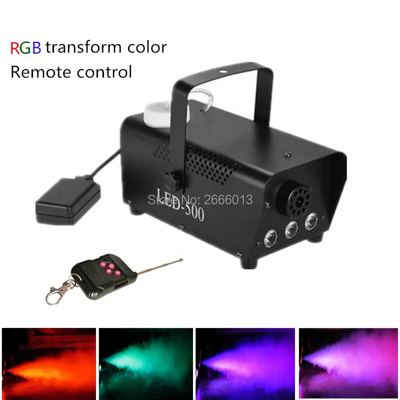 

Wireless LED Smoke Machine 500W With LED Color Lights /(Red, Blue, Green) Remote Control Fog Machine For Party DJ Bar KTV Effect