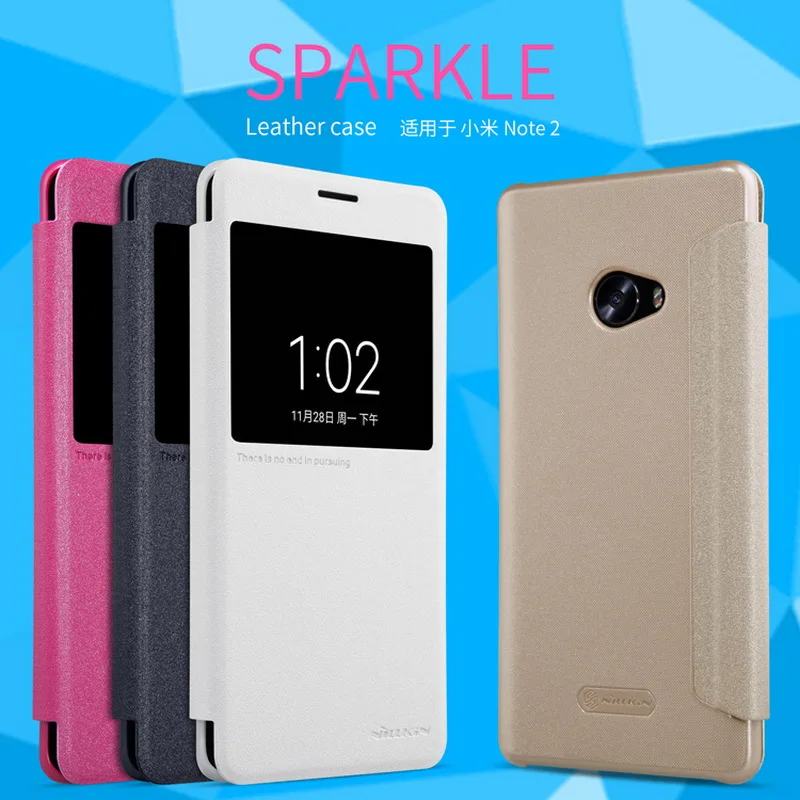 

For Xiaomi Mi Note 2 Case Flip Smart Answer Window View Leather Case for Xiaomi Note 2 Pro Prime NILLKIN Sparkle Fashion Cover