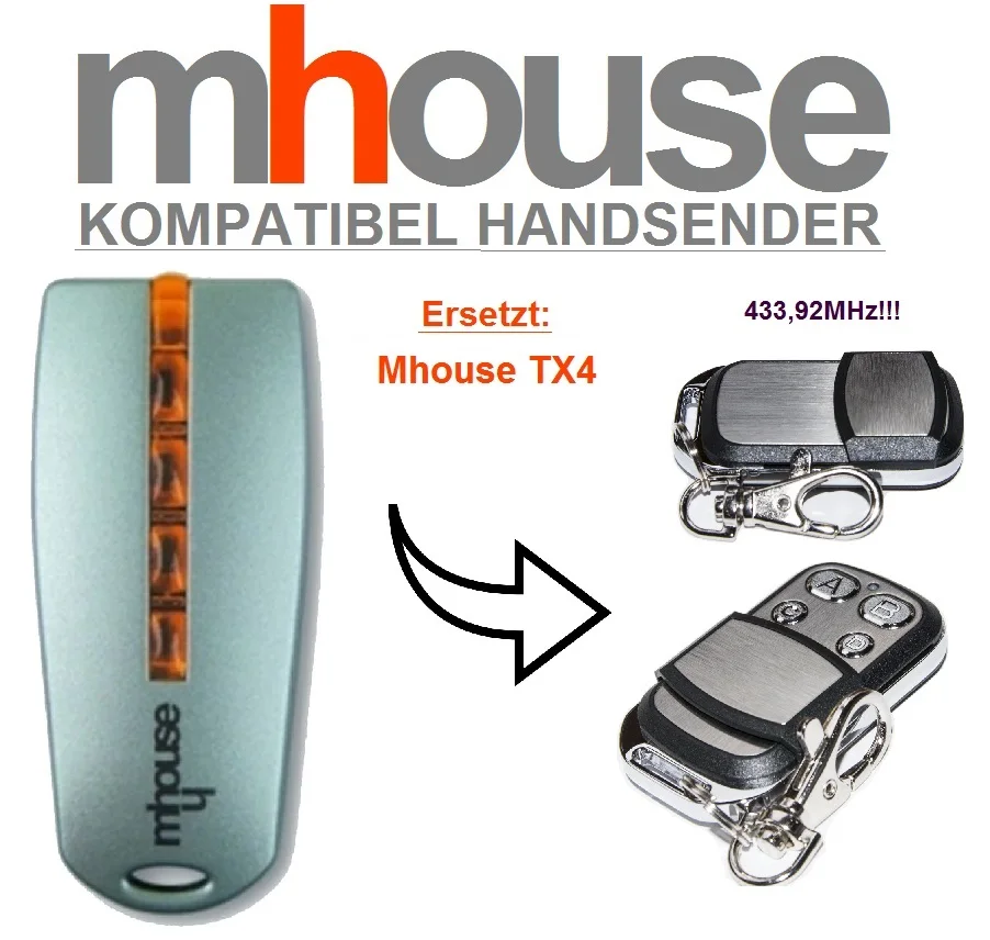 

For Mhouse TX4 garage door remote control duplicator 433.92Mhz Rolling code