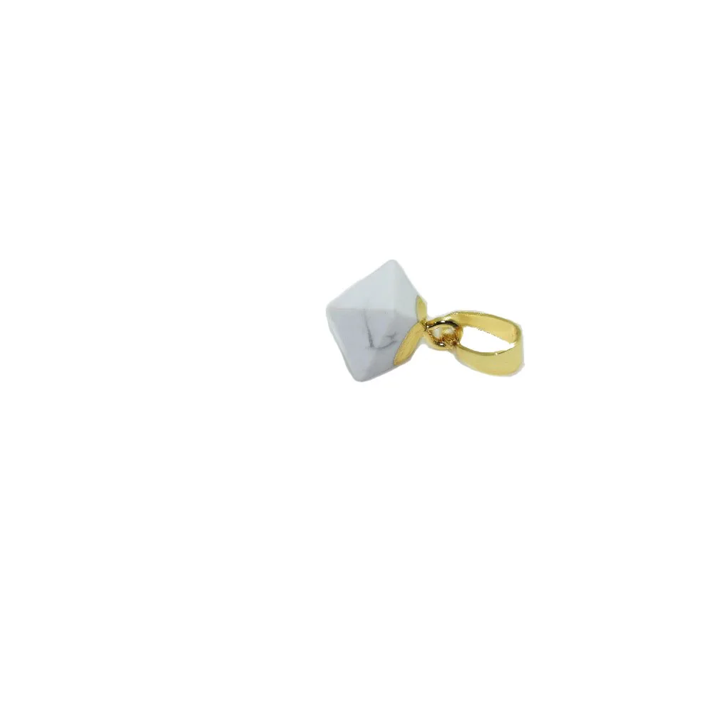

5pc Marble Small Natural stone square Pendant women gold point pyramid pendant white howlite healing charm pendant for necklace