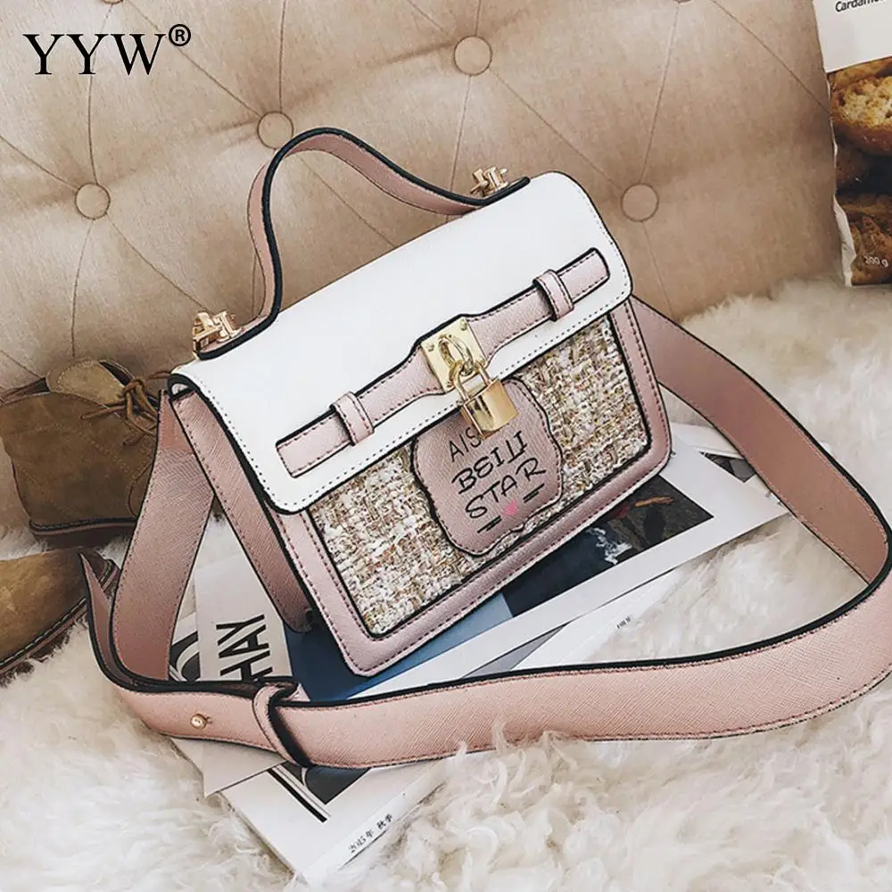 

YYW Unique Pu Leather One Wild Soild Strap Women Shoulder Handbag Contrast Color Crossbody Bags Evening Shopping Bags For Girl