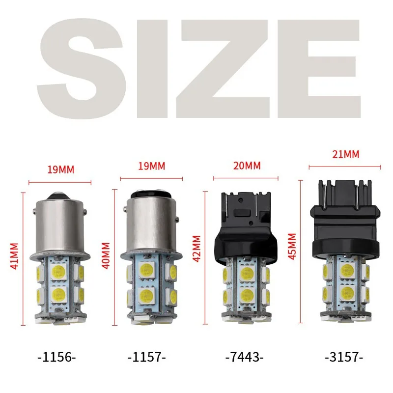 2 шт. T20 W21/5 W 7443 7440 W21W S25/1156/1157/BA15S Автомобильные светодиодные лампы 12V LED 5050 13SMD задние