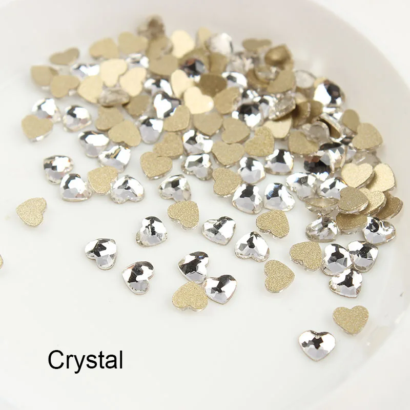 30pcs Flat back Colorful Mini Heart Nail Rhinestones For Nails Art Decorations Crystal Glass Stone Manicure 3D Shiny Strass Gem 