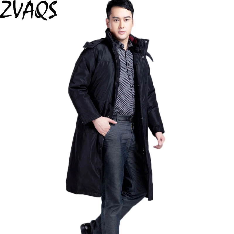 

2018 thick winter long jacket men warm coat detachable hat coat Hooded overcoat duck down jacket plus size 5XL male parka WJF004