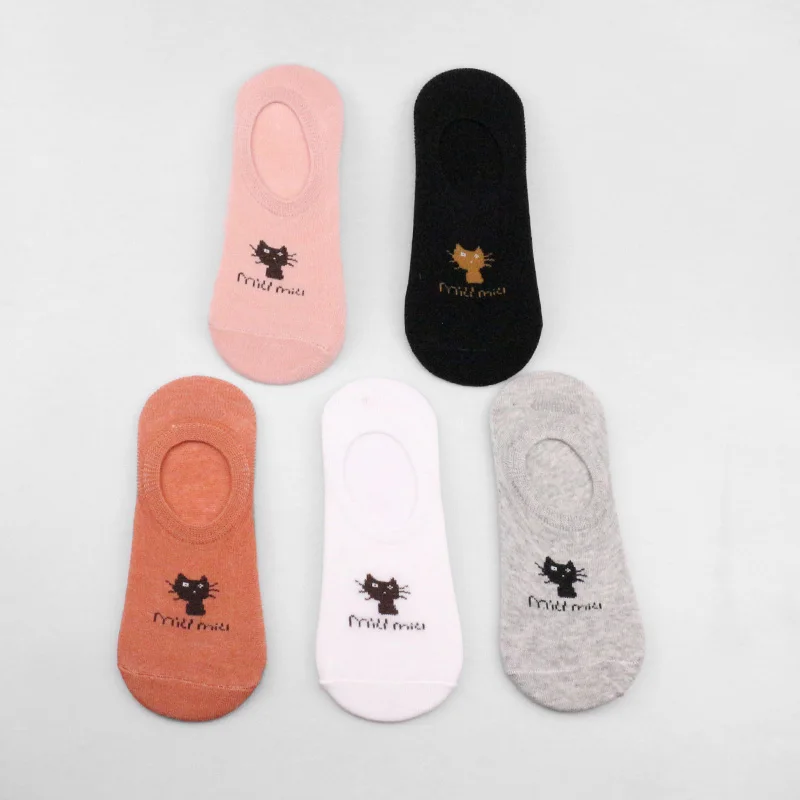 Летние силиконовые противоскользящие женские носки, женские бесшовные короткие носки-лодочки с изображением колбасы, собаки, невидимые тапочки, женские носки с расцветкой «панда» - Цвет: 14 socks women