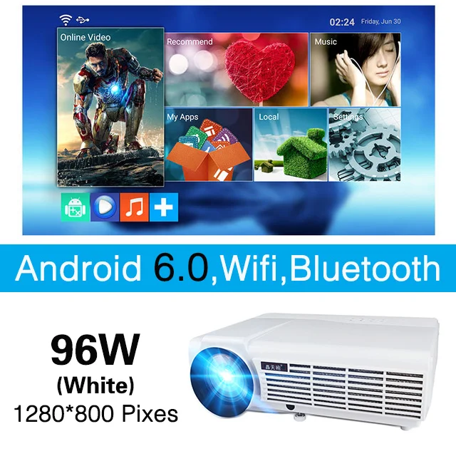 Poner Saund 96 светодиодный проектор wifi умный проектор на Android Поддержка Full HD 1080P VGA HDMI lcd Proyector Bluetooth домашний кинотеатр