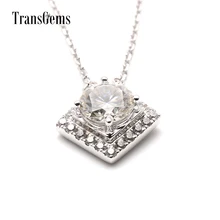 Transgems Твердые 18 К 750 белый центр 1 карат муассанит F цвет кулон ожерелье с акцентами для женщин Свадебная подвеска ореол