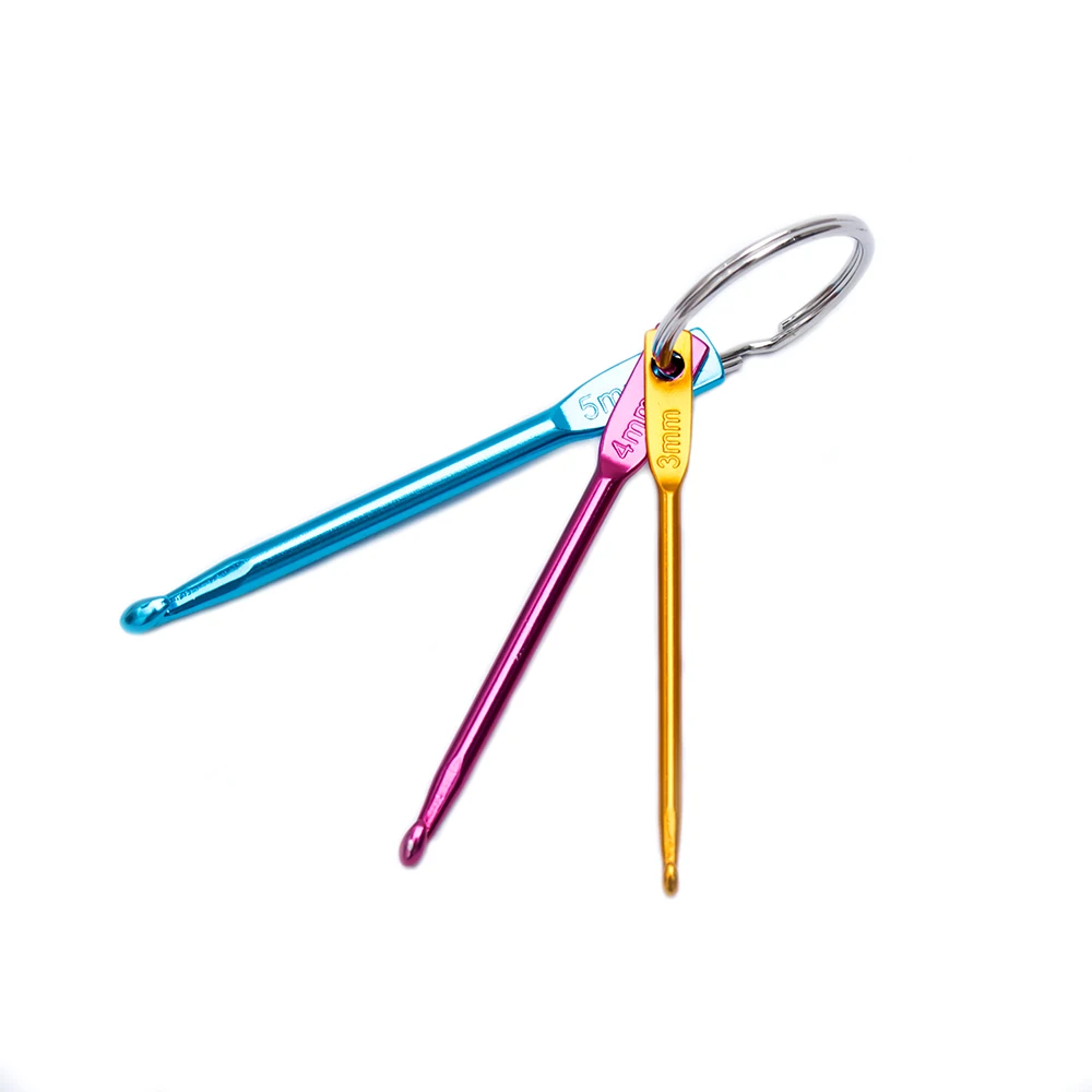 

3/4/5mm Mini Crochet Hook Aluminum Keychain Hooks Multicolour Crafts Knitting Hand Sewing Head Braided Crochet Needles 3PCS