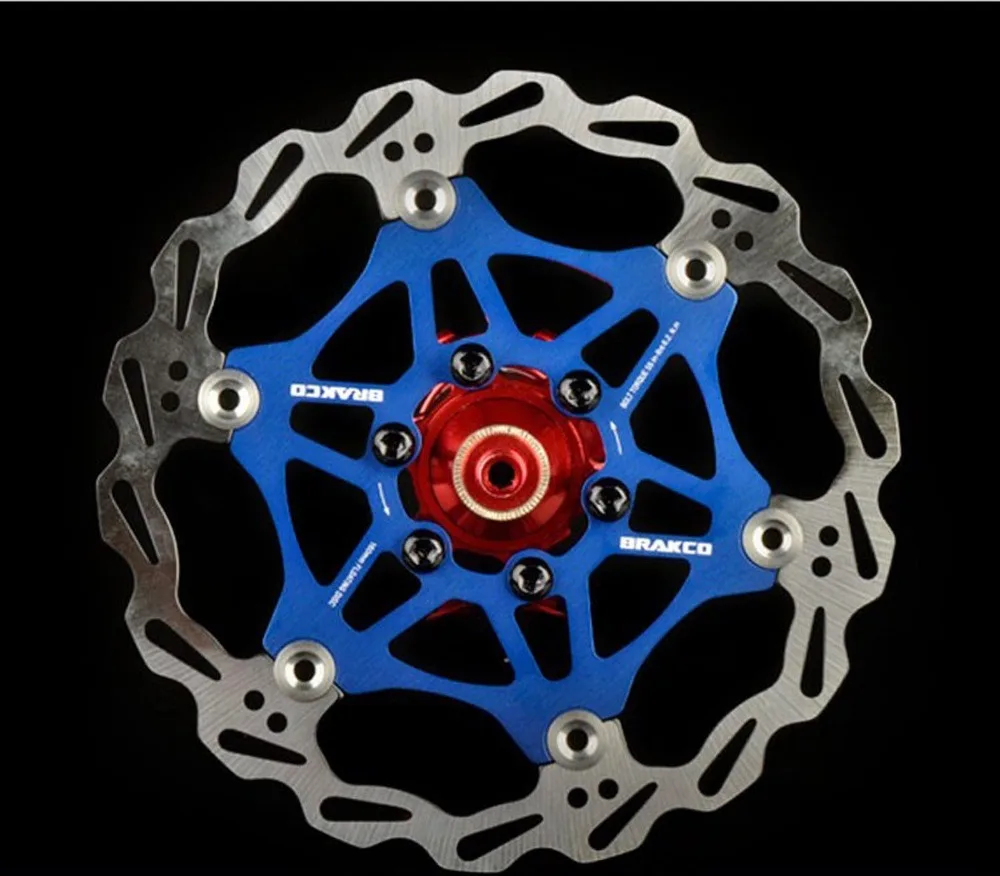 1* BRAKCO MTB Mountain bike Disc Floating Brake Rotor 160mm 6 Bolt Rotors Blue