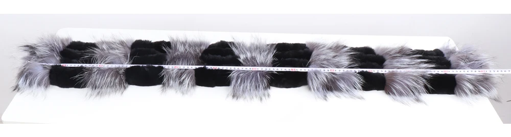 Hot Sale Women Fashion Real Silver Fox Fur Scarf Natural Warm Rex Rabbit Fur Muffler Lady Winter Genuine Fur Scarves