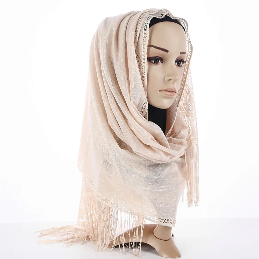 Мусульманские хиджабы-шарфы мусульманский исламский шарф Мусульманский шарфы для женщин с кисточками внутренний шарф хиджаб femme musulman