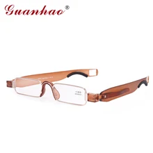 Guanhao Ретро без оправы повернуть складные очки для чтения TR90 рамка Смола объектива очки при дальнозоркости, Портативный очки с Чехол