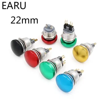 

22mm Metal Aluminum Switch Push Button Mushroom Emergency Stop Push Button IP67 Waterproof Switch Momentary Latching 1NO 1NC