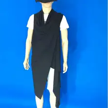 Мужская одежда большего размера; ; мужская повседневная шаль без рукавов; одежда для сцены; S-2XL