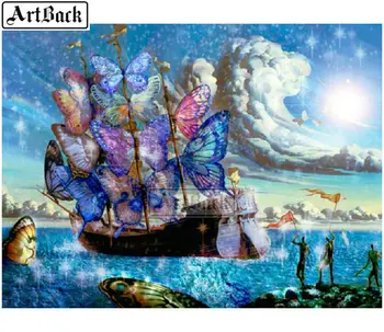 

Full square / round drill diamond painting ship butterfly pattern 5d diy diamond embroidery landscape 3D artwork diamond mosaic