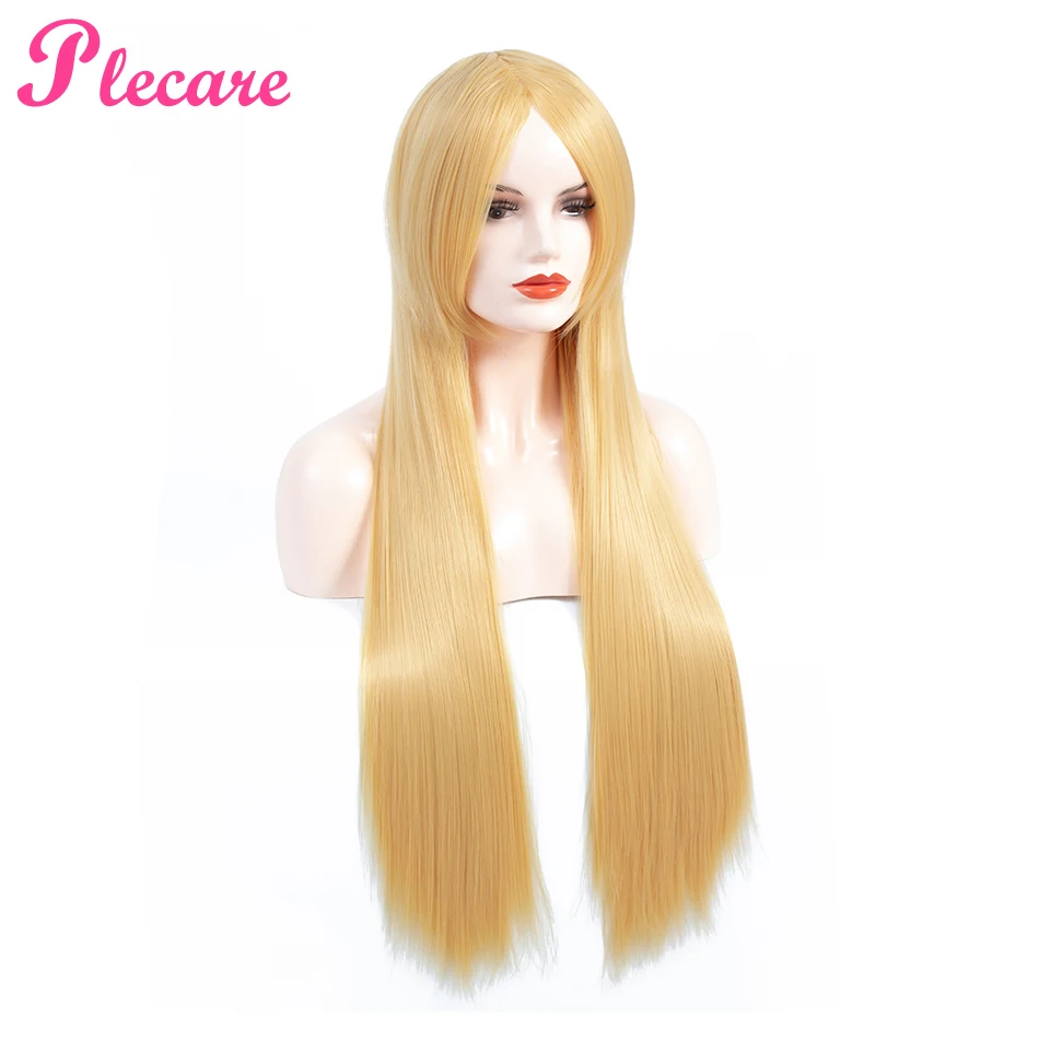 Peluca larga rubia Plecare peluca sintética de alta densidad resistente al calor peluca sintética de Pruiken para Mujeres Negras/blancas Cosplay peluca