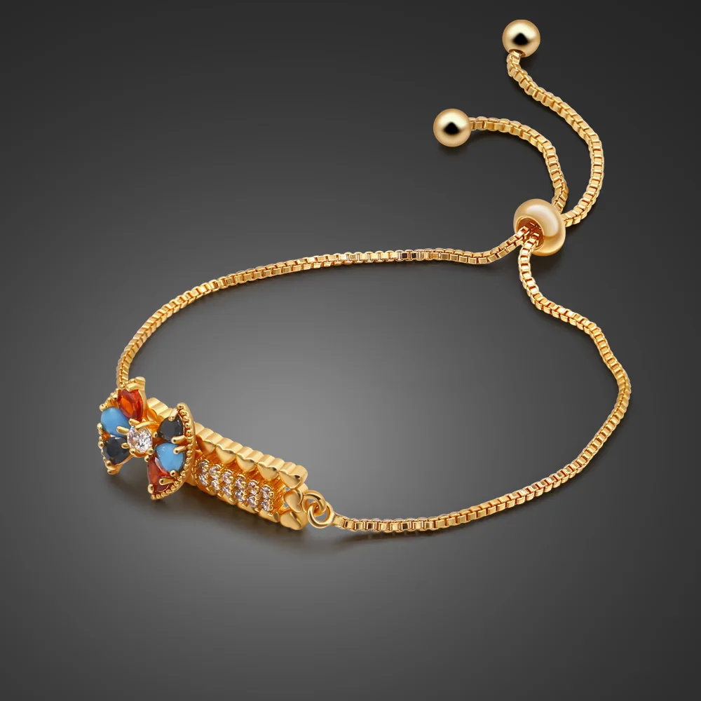 

Rose Gold Zircon Rhinestone Adjustable 18 K Chain Bracelet set For Connector Link Findings 1.2mm Diy Jewelry Wholesale