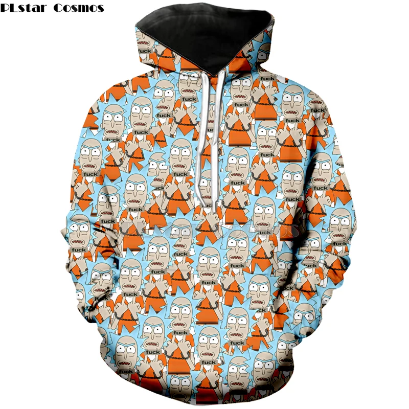 2019 New 3D Rick And Morty zip Hoodies Sweatshirt Men Women Funny Cartoon Print Hoodie Graffiti puzzle Harajuku Hip Hop Street-1