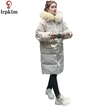 

2018 Cotton Down Jacket Women Long Winter Coat For Female Hooded Big Fake Fur Jackets Thickened Overknee Winter Clothes CH499