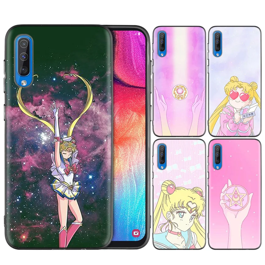 

Black Silicone Case Bag Cover for Samsung Galaxy M10 M20 M30 S8 S9 S10 S10e 5G J3 J4 J5 J8 Plus 2018 S7 Edge Girl Sailor Moon