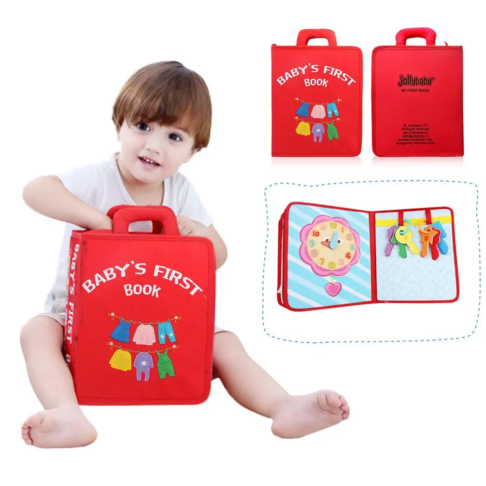 

For Jollybaby Montessori Early Education Baby Cloth Book Tear Simulation Dressing Resistant Baby Cloth Book