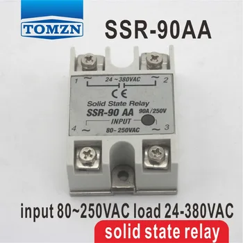 

90AA SSR input 80~250VAC load 24-380VAC single phase AC solid state relay Resistance Regulator