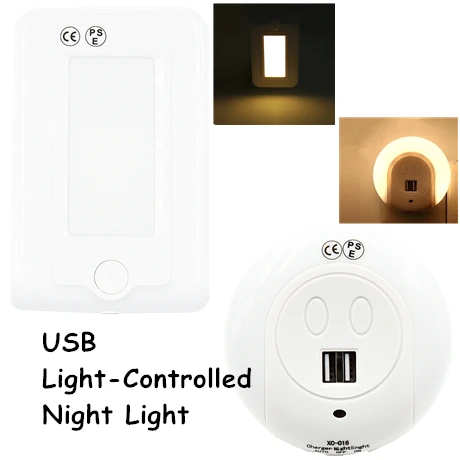 

Socket Expander USB Charger Night with Topside Phone Holder Light Wall Mount Charger Night Light Sensor Dual Multiple USB Charge