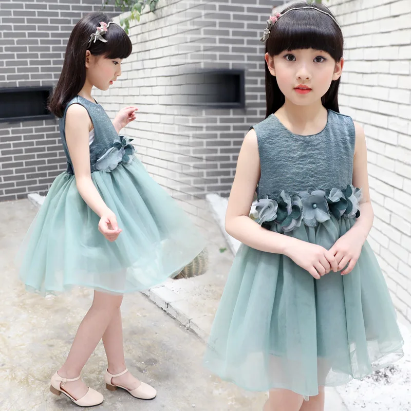 2017 Children Bridesmaid Toddler Elegant Dress Kids Clothes Girl Flower