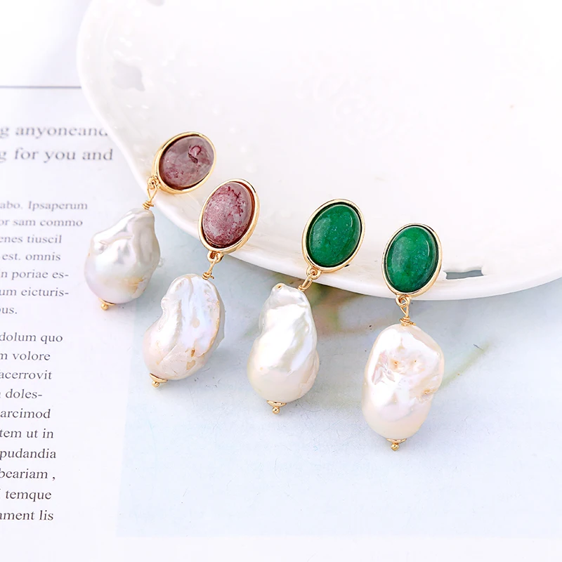 

Natural Stone Drop Earrings Acrylic Imitation Pearls Initial Sample Earrings For Elegant Women Fashion Jewelry New Arrival