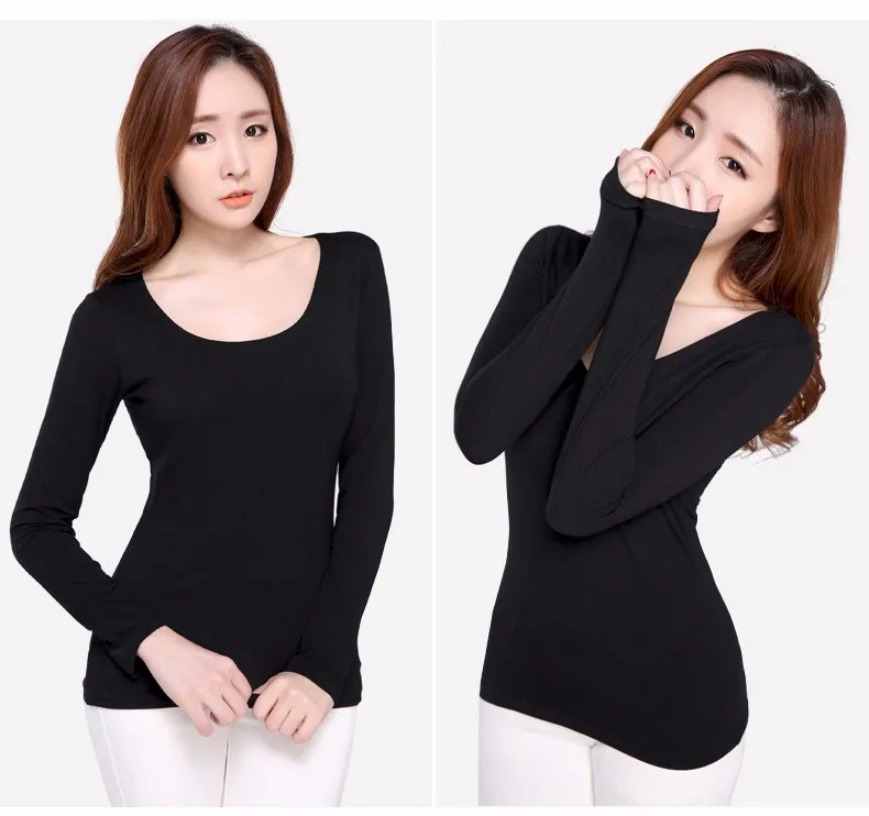 5 Colors Korean Sexy Tops Women 2016 New Spring Autumn Fashion Slim Tshirt Casual Long Sleeve T-Shirt Women Solid T Shirt A565 b