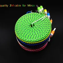 200 шт Новое поступление 3 м 10 футов тканевый нейлоновый плоский Micro USB кабель 5 Pin кабель синхронизации данных для samsung S6 S5 S7 для htc