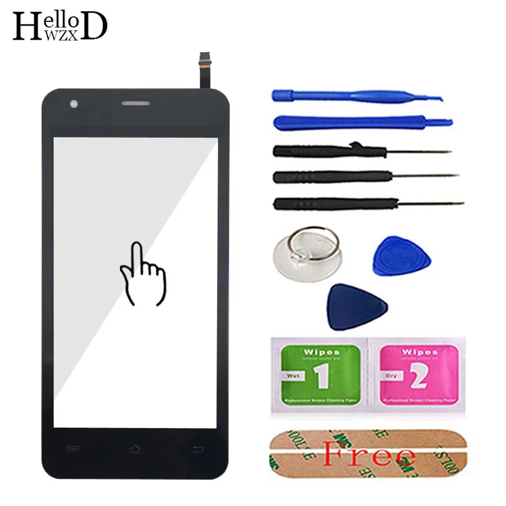 

HelloWZXD 4.5'' Touch Glass For Micromax A69 Front Touch Screen Glass Digitizer Panel Lens Sensor Flex Cable Tools Free Adhesive