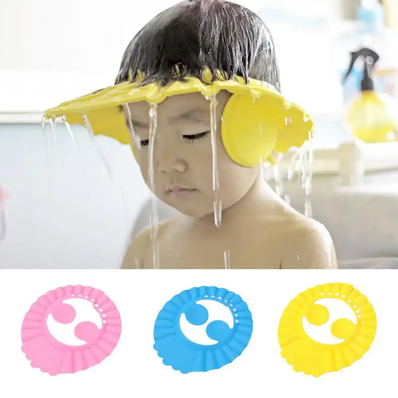 Регулируемая Детские Дети Стрижка шампунь шторы для ванной шапочка для душа колпак с ушками стирка средство защиты волос
