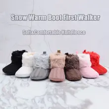 Baby Ankle Snow Boots Winter Warm First Walkers Solid Infant Crochet Knit Fleece Baby Shoes For Boys Girls