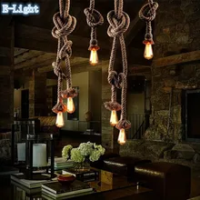 Single Bulb / 2 Bulb Creative Personality Rope Pendant Lights Vintage Restaurant Lamp Dining room pendant lamps hemp rope light